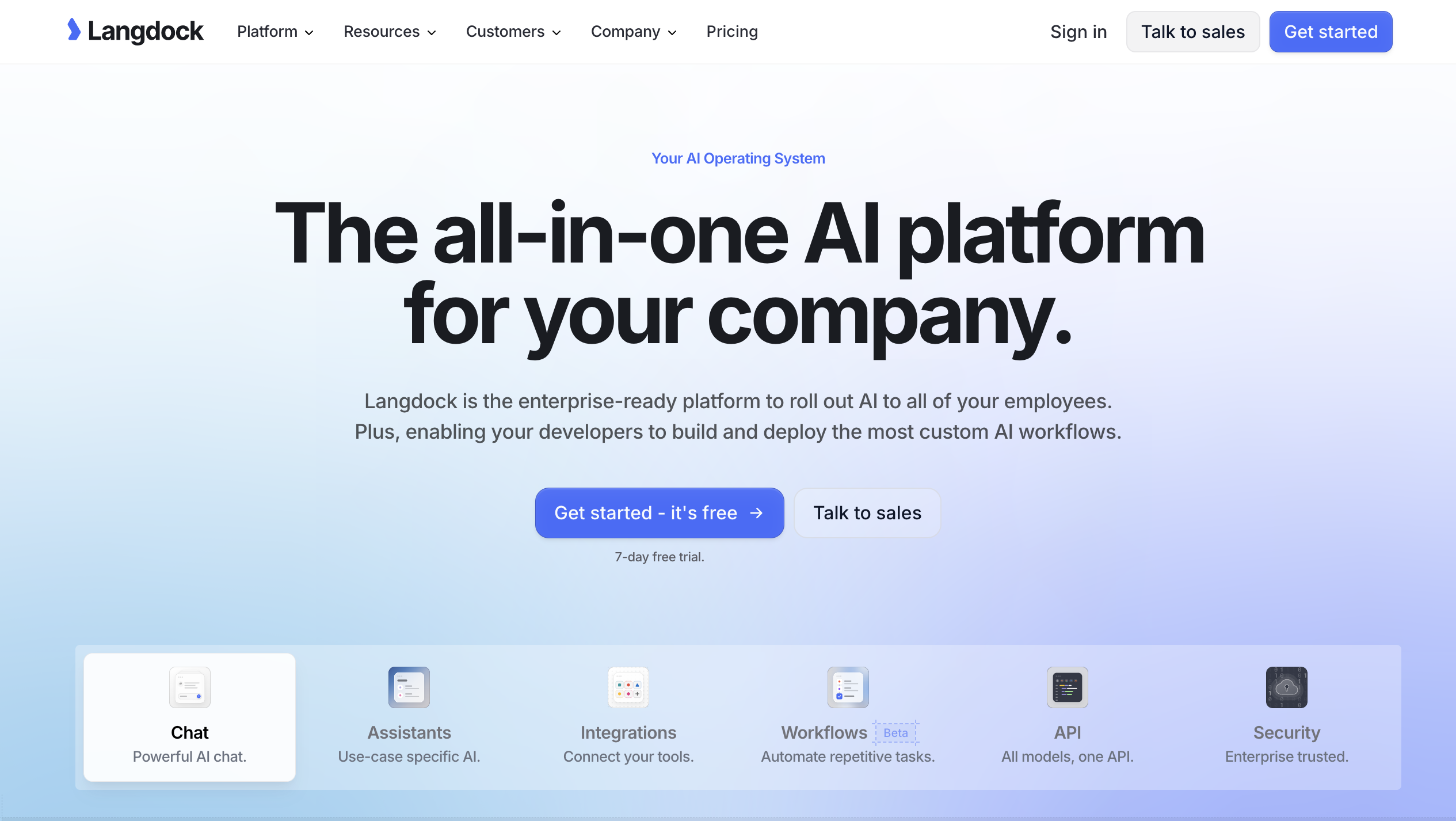 Langdock AI, outil IA pour les managers, style ChatGPT interne