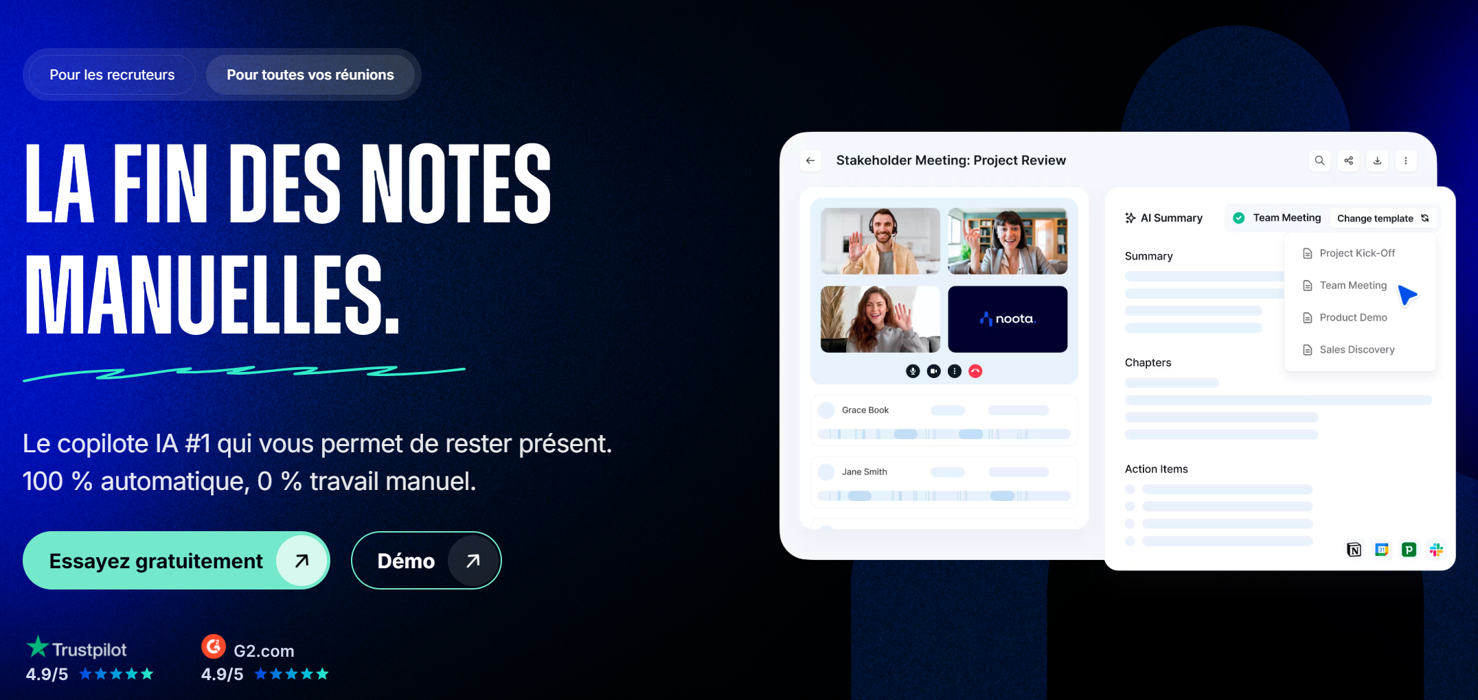 Noota pour les prises de note de séances